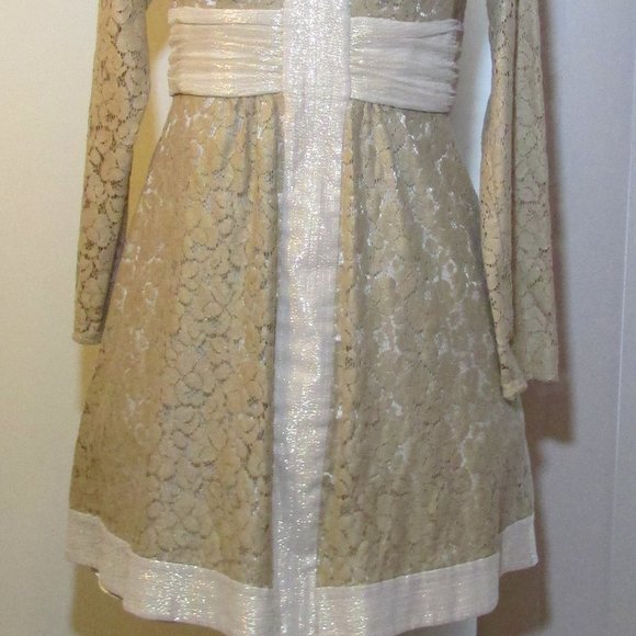 Laundry by Design Gold Lace Shimmer Overlay Mini Dress - Picture 6 of 13